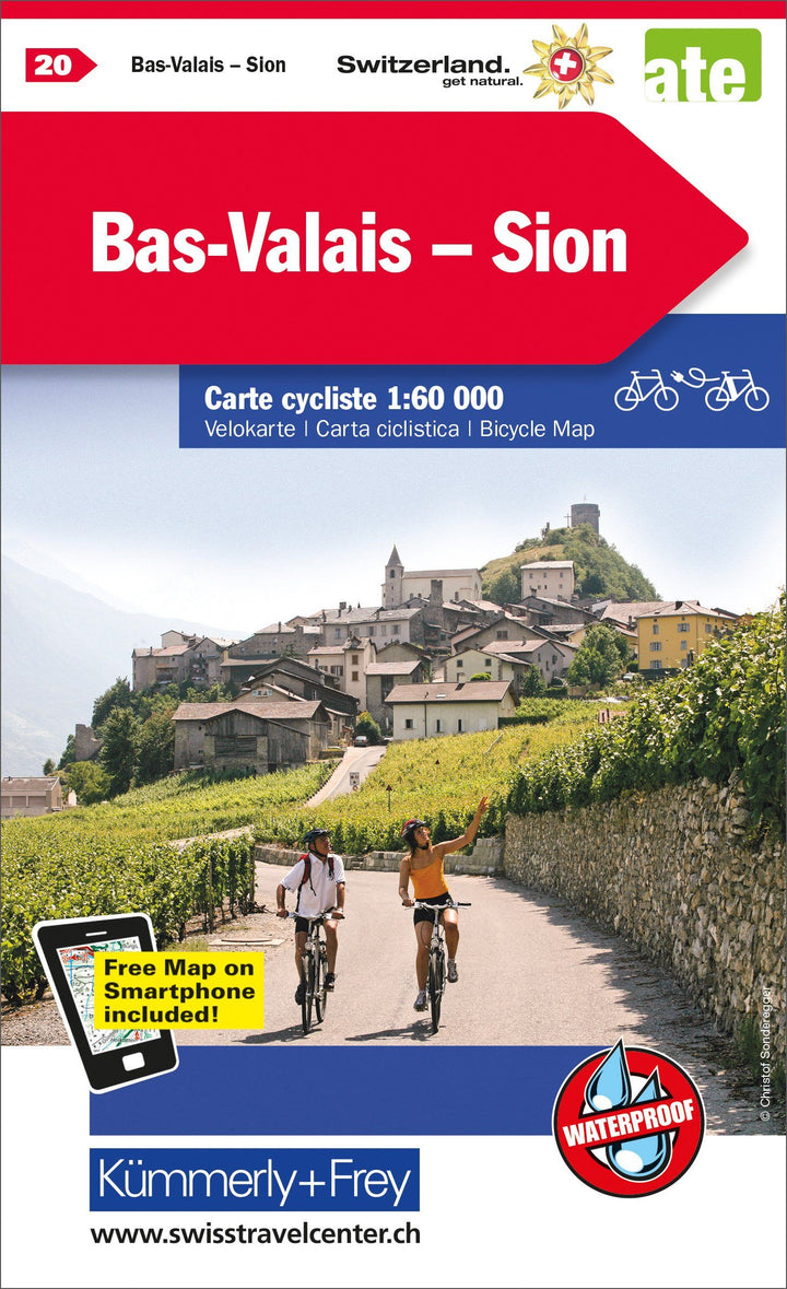 Carte cycliste n° VK.20 - Sion, Bas-Valais (Suisse) | Kümmerly & Frey carte pliée Kümmerly & Frey 