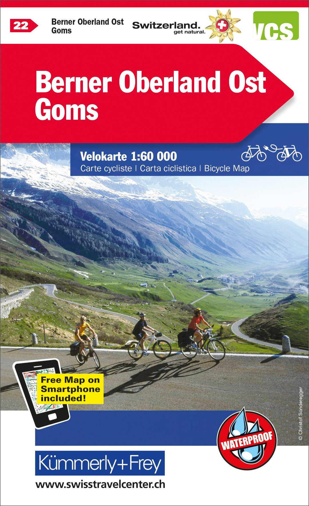 Carte cycliste n° VK.22 - Berner Oberland Ost - Goms (Suisse) | Kümmerly & Frey carte pliée Kümmerly & Frey 