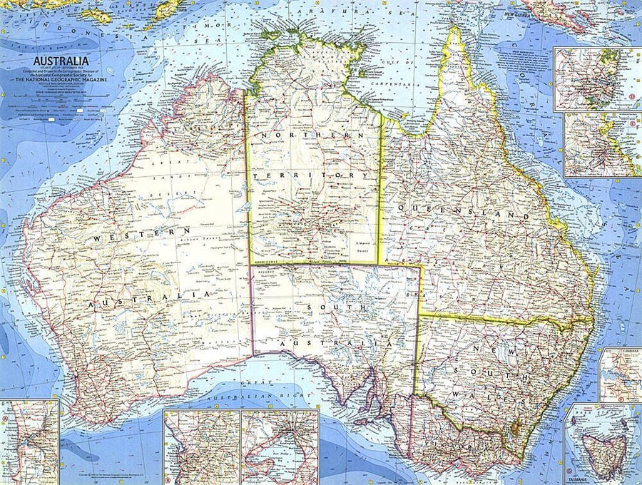 1963 Australia Map Wall Map 