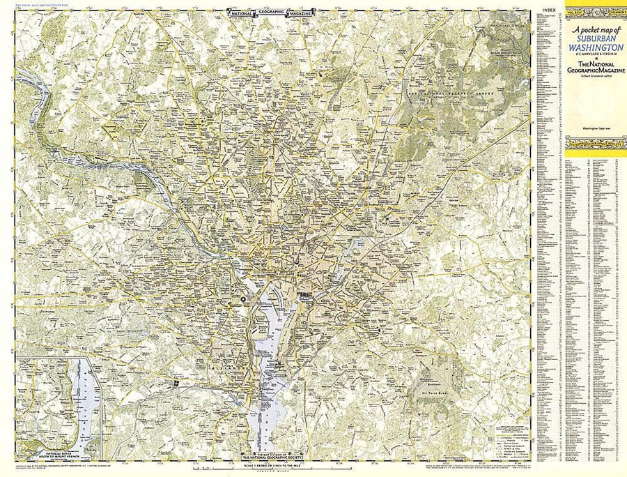 1948 Suburban Washington DC, Maryland & Virginia Map Wall Map 