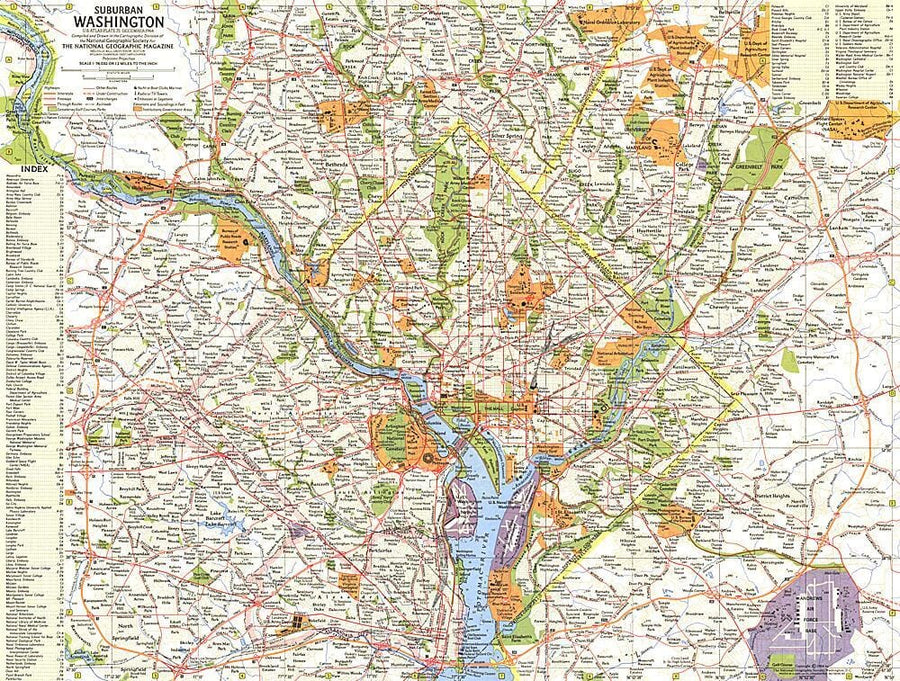 1964 Suburban Washington Map Wall Map 
