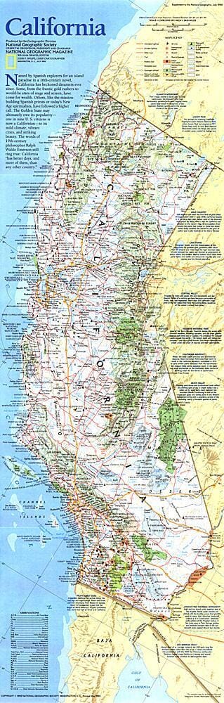 1993 California Map Wall Map 