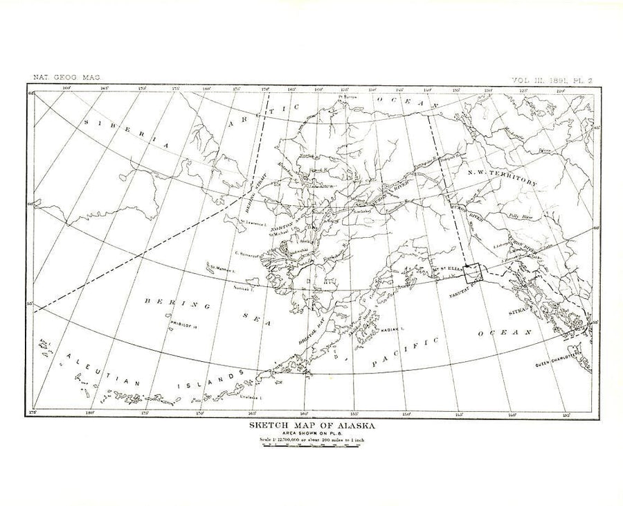 1891 Alaska Map Wall Map 