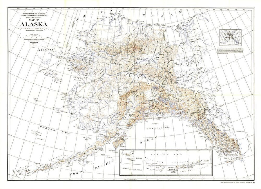 1904 Alaska Map Wall Map 