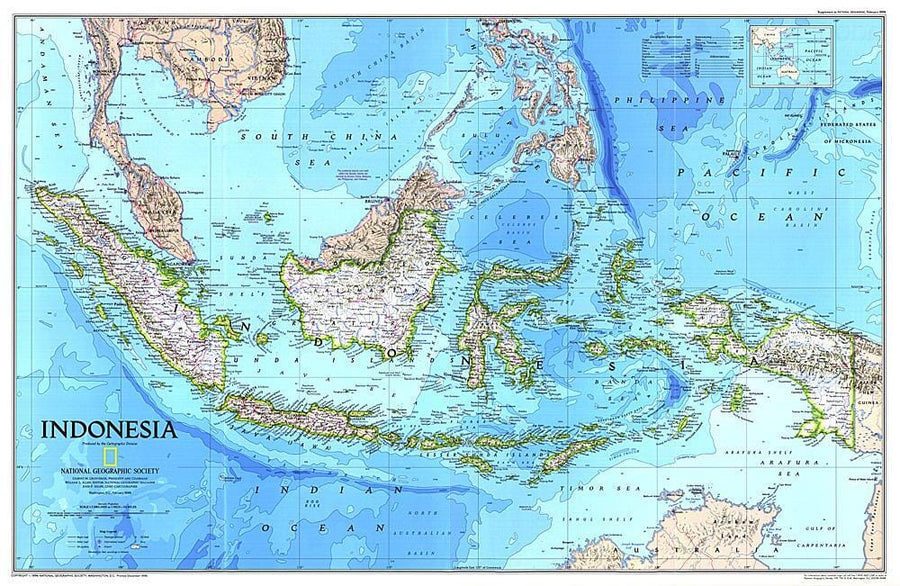 1996 Indonesia Map Wall Map 