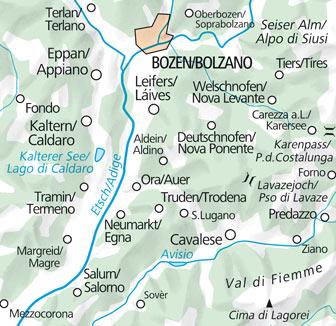 Carte de plein air n° WK.03 - Bozen (Bolzano), Kaltern, Weinstrasse (Italie) | Kümmerly & Frey carte pliée Kümmerly & Frey 