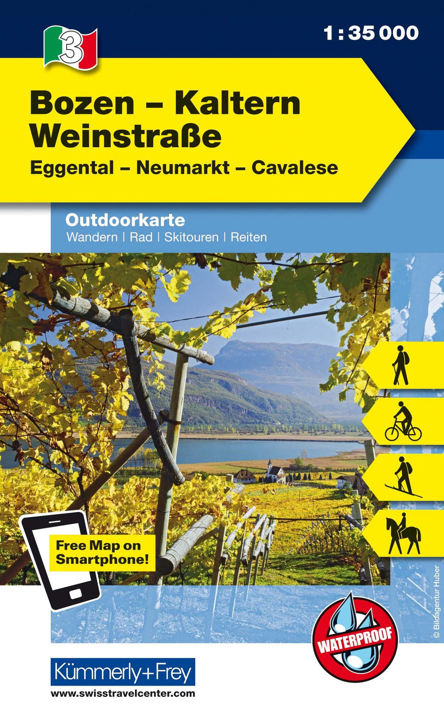Carte de plein air n° WK.03 - Bozen (Bolzano), Kaltern, Weinstrasse (Italie) | Kümmerly & Frey carte pliée Kümmerly & Frey 