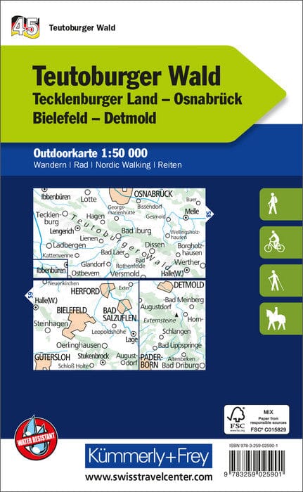 Carte de plein air n° WK.45 - Teutoburger Wald (Allemagne) | Kümmerly & Frey carte pliée Kümmerly & Frey 