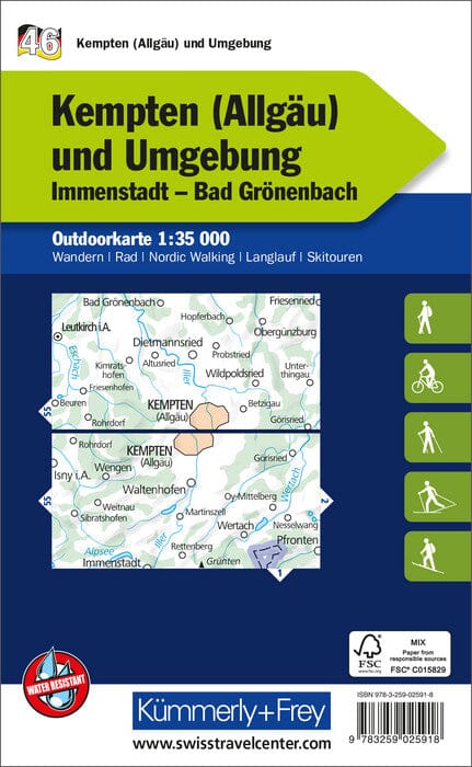 Carte de plein air n° WK.46 - Kempten, Allgäu (Allemagne) | Kümmerly & Frey carte pliée Kümmerly & Frey 