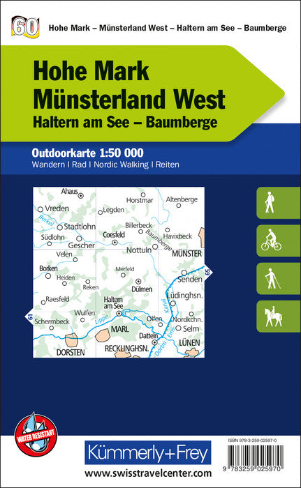 Carte de plein air n° WK.60 - Hohe Mark, Münsterland Ouest (Allemagne) | Kümmerly & Frey carte pliée Kümmerly & Frey 