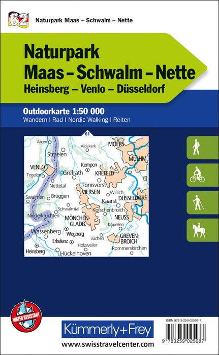 Carte de plein air n° WK.62 - Parc Naturel Meuse - Schwalm - Nette (Allemagne) | Kümmerly & Frey carte pliée Kümmerly & Frey 