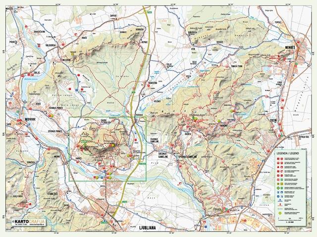 Carte de poche - Šmarna Gora & Rašica (Slovénie) | Kartografija carte pliée Kartografija 