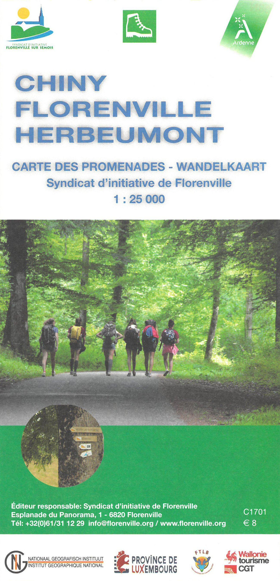 Carte de promenades - Chiny, Florenville, Herbeumont (Belgique) | NGI carte pliée IGN Belgique 