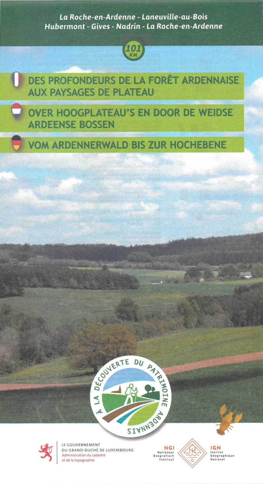 Carte de promenades - Des Profondeurs de la Forêt Ardennaise au Paysages de Plateau (Belgique) | NGI carte pliée IGN Belgique 