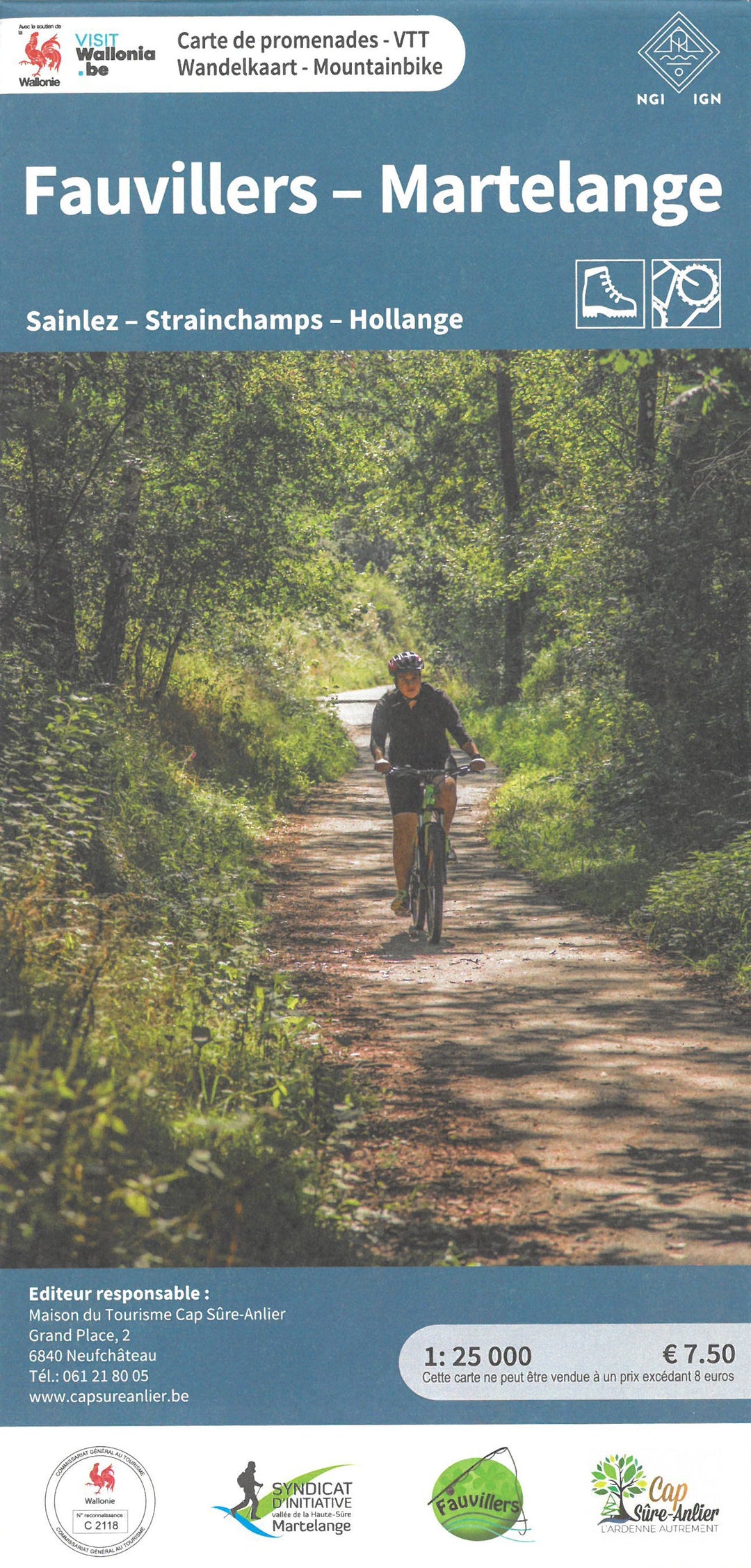 Carte de promenades - Fauvillers, Martelange (Belgique) | NGI carte pliée IGN Belgique 