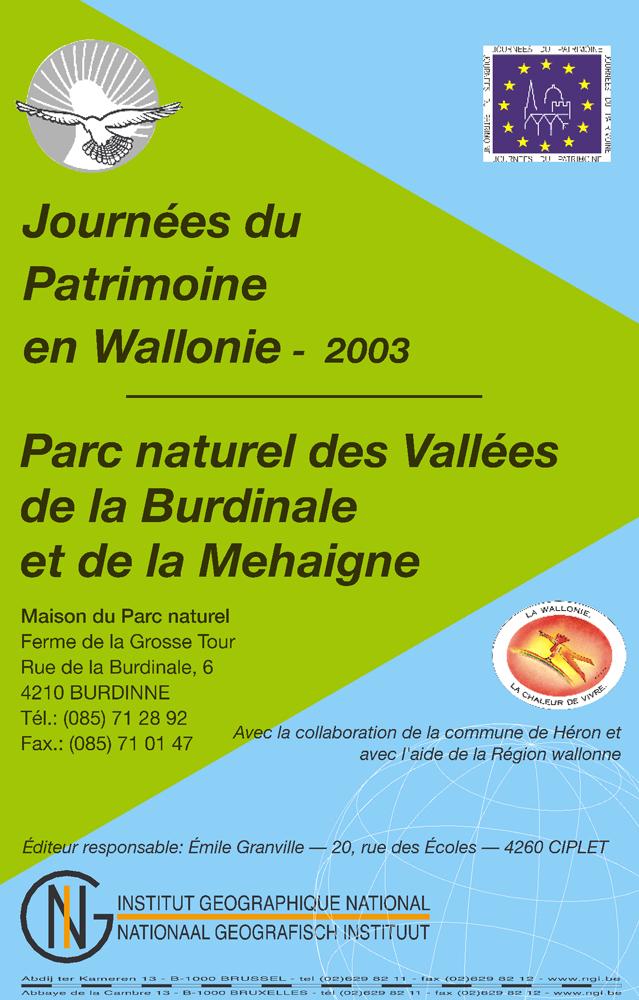 Carte de promenades - Parc naturel des vallées de la Burdinale et de la Mehaigne (Belgique) | NGI carte pliée IGN Belgique 