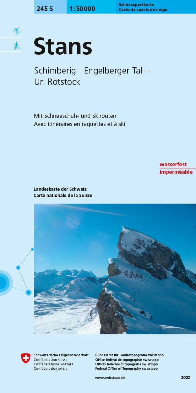 Carte de randonnée à ski n° 245S - Stans (Suisse) | Swisstopo - ski au 1/50 000 carte pliée Swisstopo 