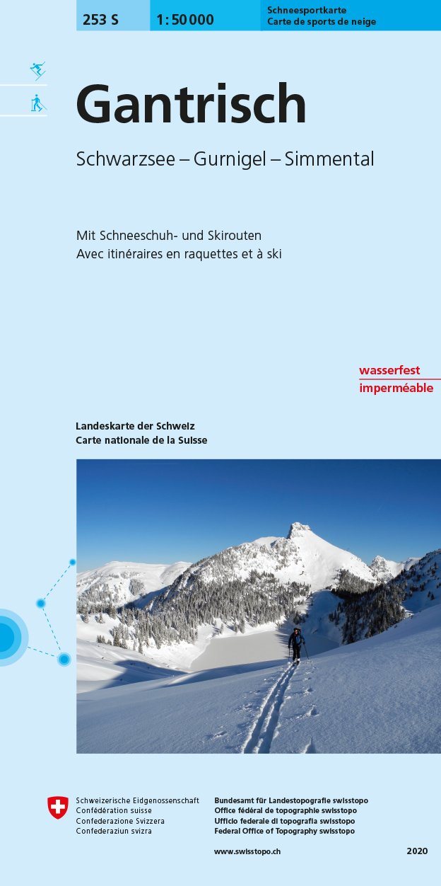 Carte de randonnée à ski n° 253S - Gantrisch (Suisse) | Swisstopo - ski au 1/50 000 carte pliée Swisstopo 