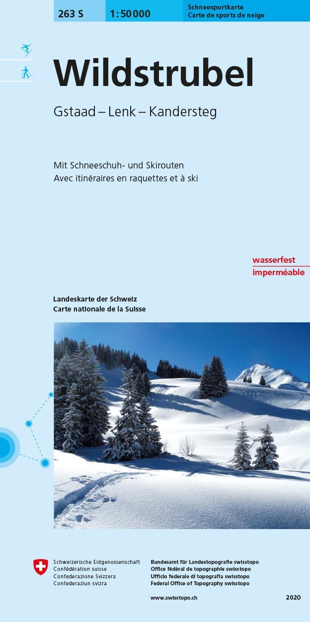 Carte de randonnée à ski n° 263S - Wildstrubel (Suisse) | Swisstopo - ski au 1/50 000 carte pliée Swisstopo 