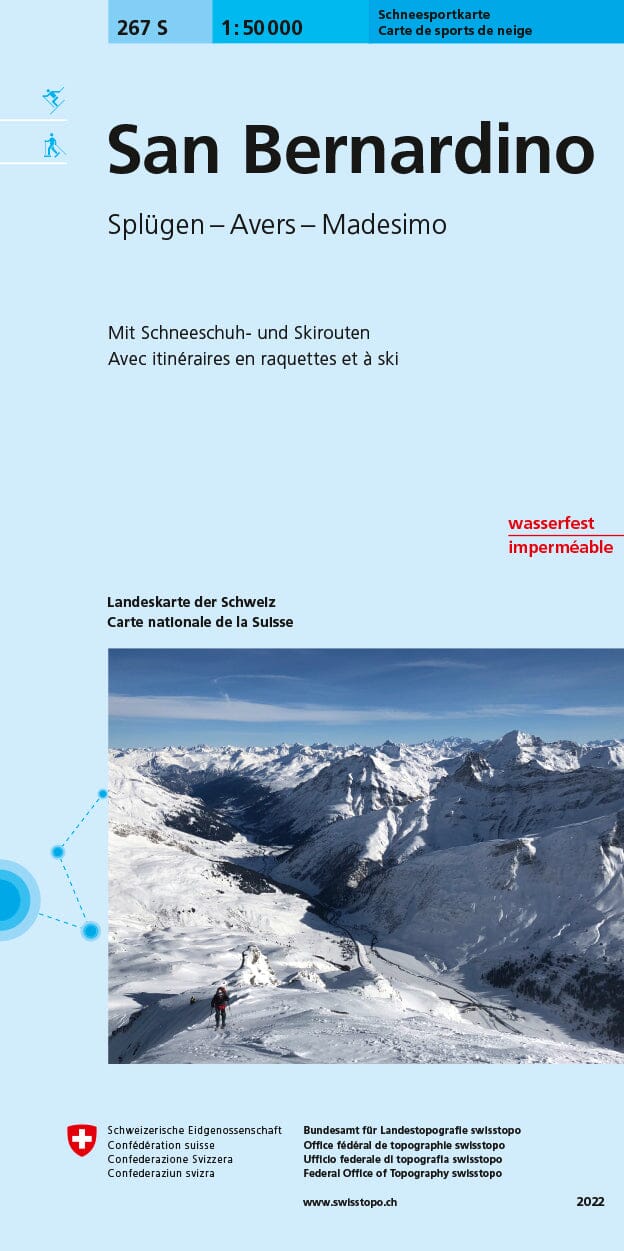 Carte de randonnée à ski n° 267S - San Bernardino (Suisse) | Swisstopo - ski au 1/50 000 carte pliée Swisstopo 