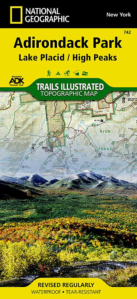 Carte de randonnée - Adirondack Park - Lake Placid/High Peaks (New York), n° 742 | National Geographic carte pliée National Geographic 