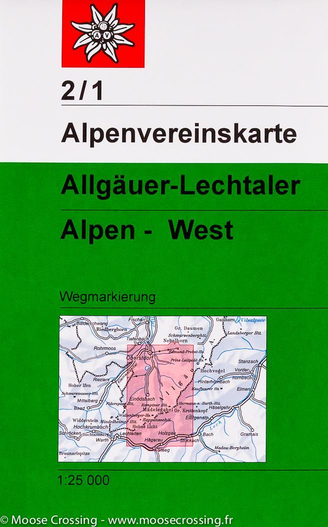 Carte de randonnée - Alpes d'Allgäu & Lechtal Ouest (Allemagne, Autriche) # 2/1 | Alpenverein - La Compagnie des Cartes