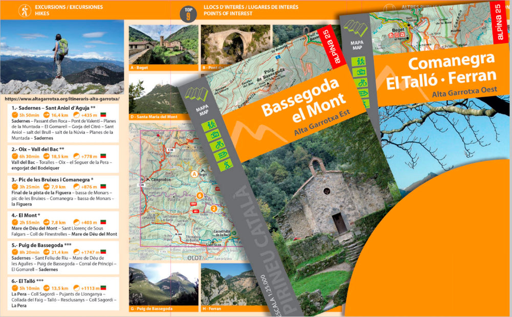 Carte de randonnée - Alta Garrotxa, Comanegra, Bassegoda, el Mont (Pyrénées catalanes) | Alpina carte pliée Editorial Alpina 