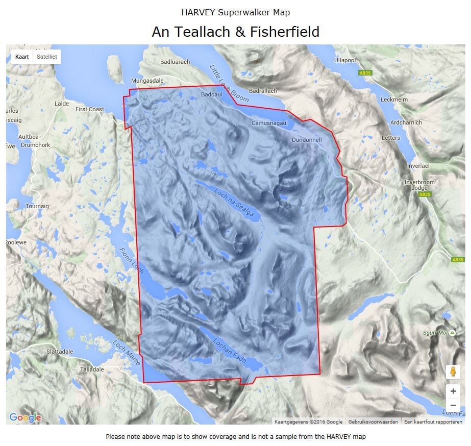 Carte de randonnée - An Teallach & Fisherfield | Harvey Maps - Superwalker maps carte pliée Harvey Maps 
