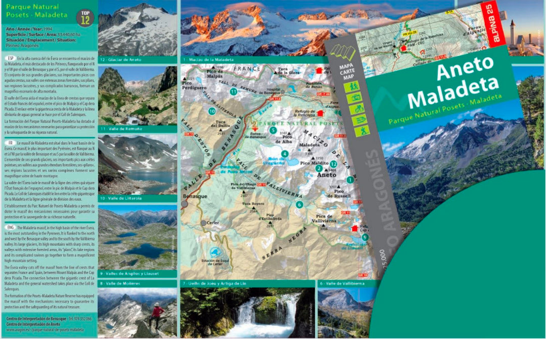 Carte de randonnée - Aneto, Massif de la Maladeta & Vallées de Benasque et Barravés (Pyrénées) | Alpina carte pliée Editorial Alpina 