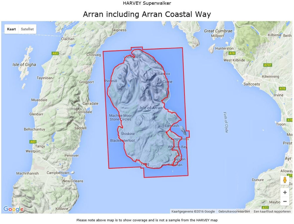 Carte de randonnée - Arran & Arran Coastal Way XT25 | Harvey Maps - Superwalker maps carte pliée Harvey Maps 
