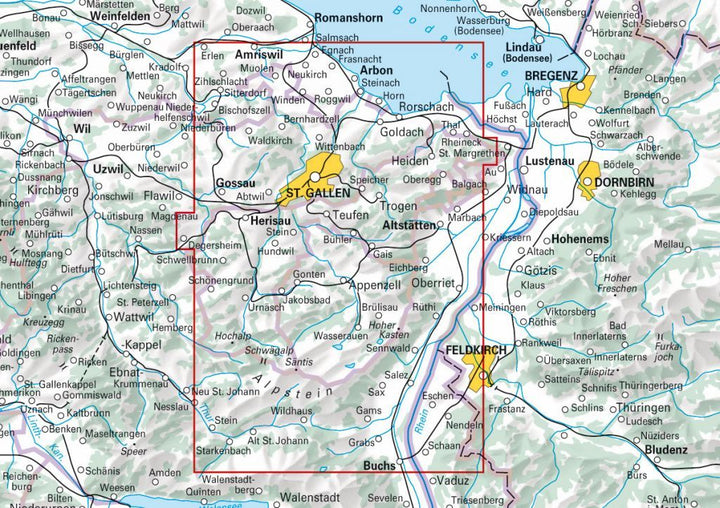 Carte de randonnée backcountry n° HKF.WK.02 - Appenzellerland, Säntis (Suisse) | Hallwag carte pliée Hallwag 