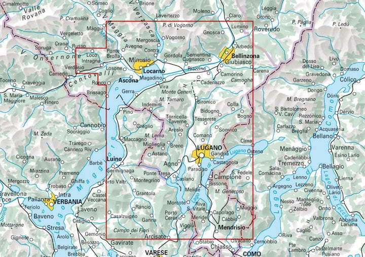 Carte de randonnée backcountry n° HKF.WK.08 - Lugano Région, Mendrisiotto (Suisse) | Hallwag carte pliée Hallwag 