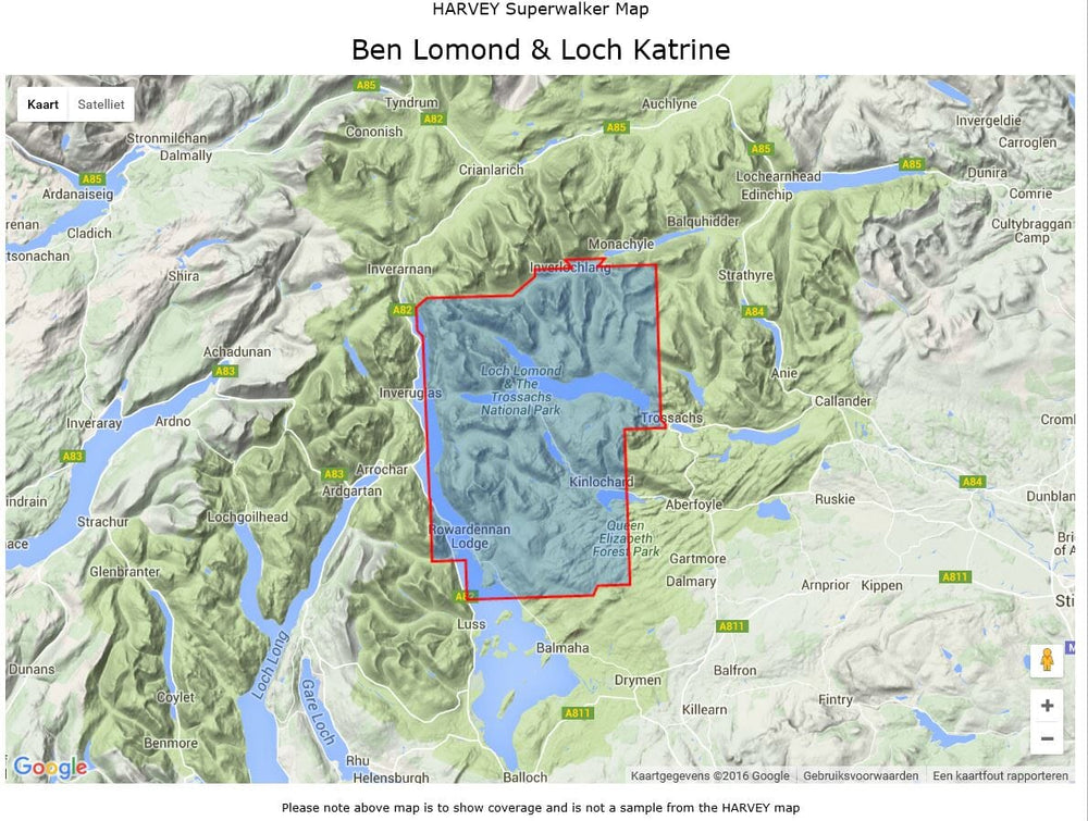 Carte de randonnée - Ben Lomond & Loch Katrine | Harvey Maps - Superwalker maps carte pliée Harvey Maps 