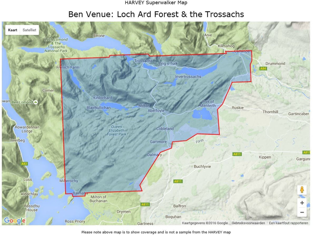 Carte de randonnée - Ben Venue, Loch Ard Forest & The Trossachs | Harvey Maps - Superwalker maps carte pliée Harvey Maps 
