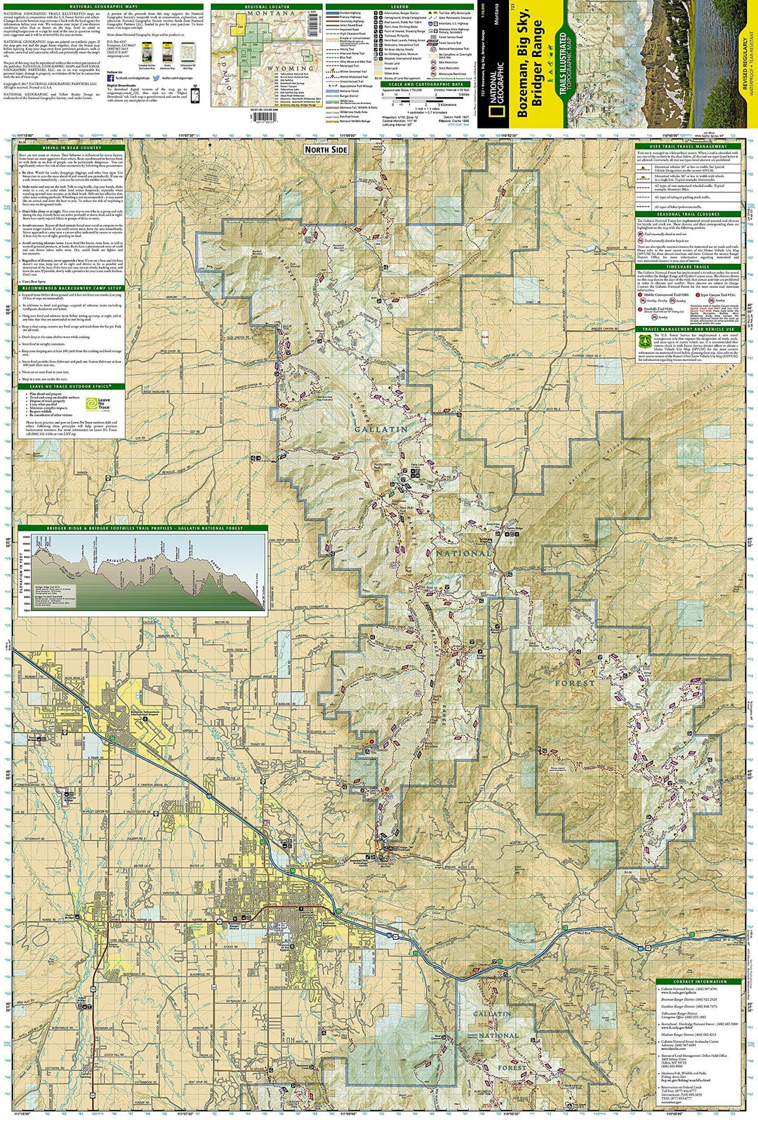 Carte de randonnée - Bozeman, Big Sky, Bridger Range (Montana), n° 723 | National Geographic carte pliée National Geographic 