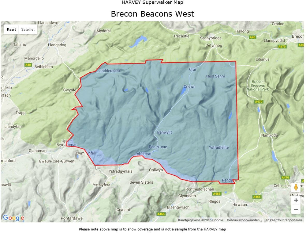 Carte de randonnée - Brecon Beacons Ouest XT25 | Harvey Maps - Superwalker maps carte pliée Harvey Maps 