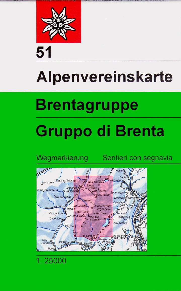 Carte de randonnée - Brentagruppe, n° 51 (Alpes autrichiennes) | Alpenverein carte pliée Alpenverein 