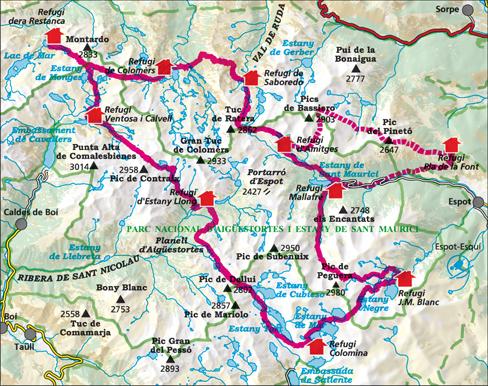 Carte de randonnée - Carros de Foc, Traversée du Parc national d'Aigüestortes & Lac de Sant Maurice (Pyrénées catalanes) | Alpina carte pliée Editorial Alpina 