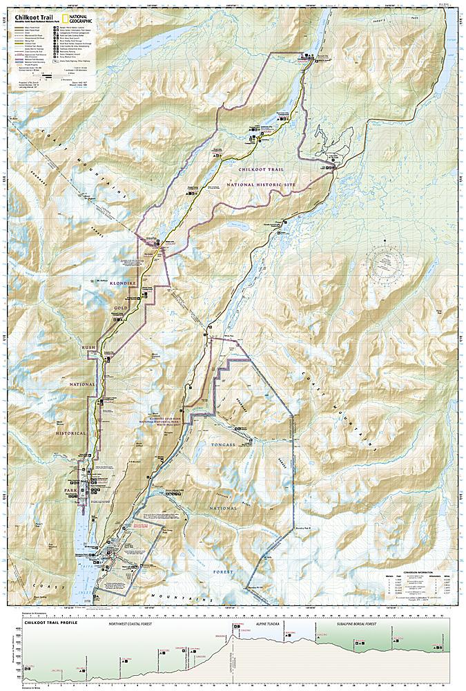 Carte de randonnée - Chilkoot Trail - Klondike Gold Rush (Alaska), n° 254 | National Geographic carte pliée National Geographic 
