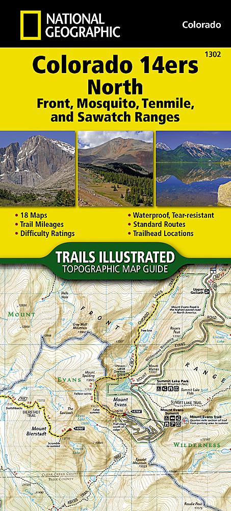 Carte de randonnée - Colorado 14ers Nord, n° 1302 | National Geographic carte pliée National Geographic 