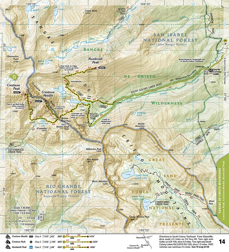 Carte de randonnée - Colorado 14ers Sud, n° 1303 | National Geographic carte pliée National Geographic 