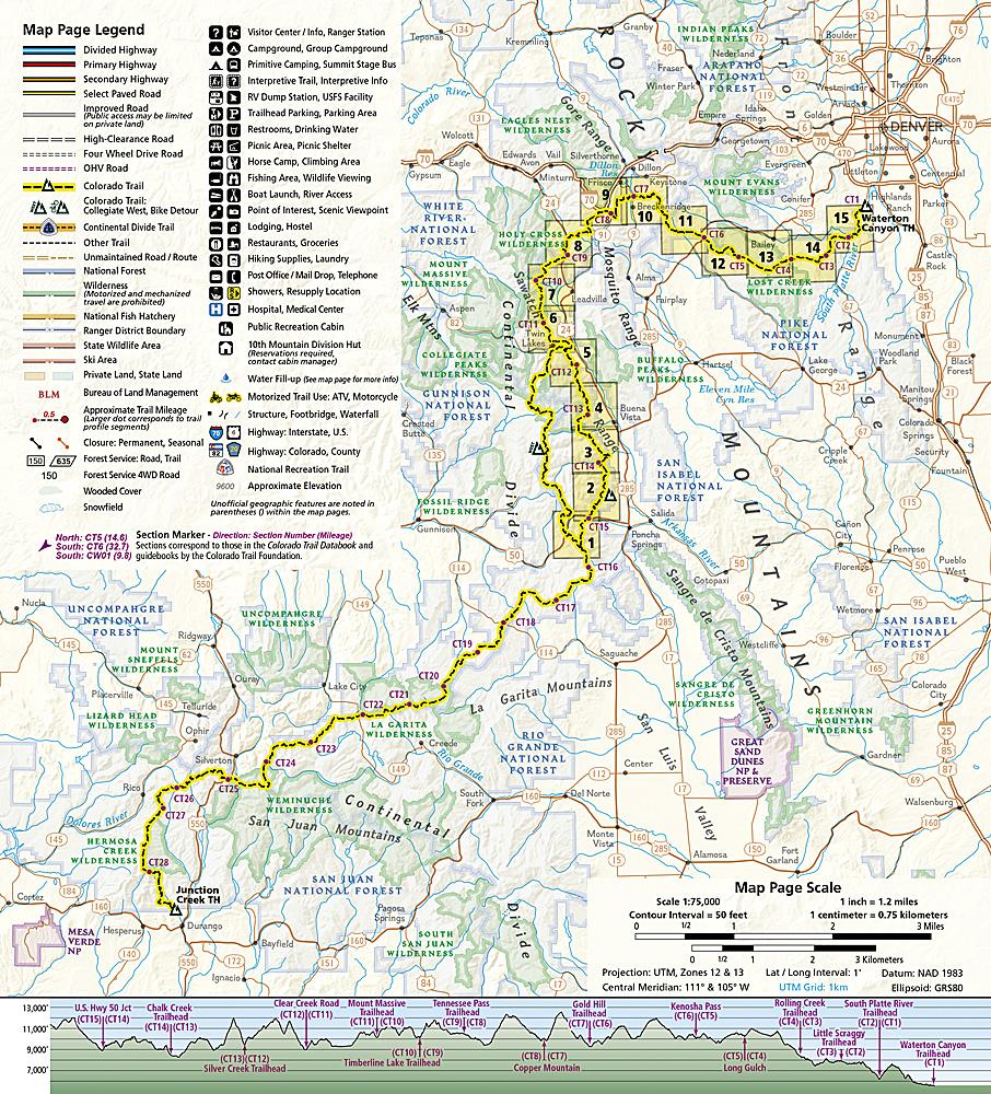 Carte de randonnée - Colorado Trail Nord, Monarch à Denver, n° 1202 | National Geographic carte pliée National Geographic 