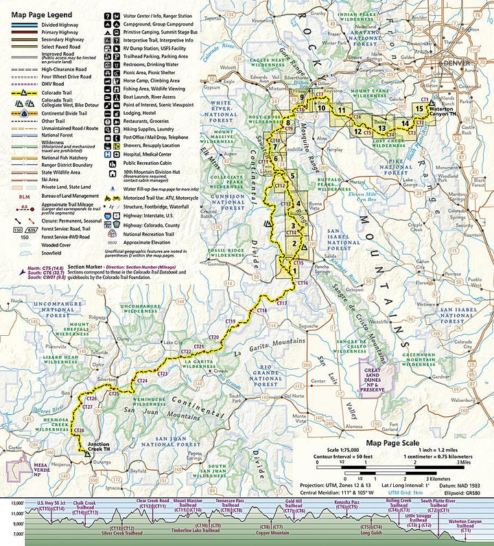 Carte de randonnée - Colorado Trail Nord, Monarch à Denver, n° 1202 | National Geographic carte pliée National Geographic 