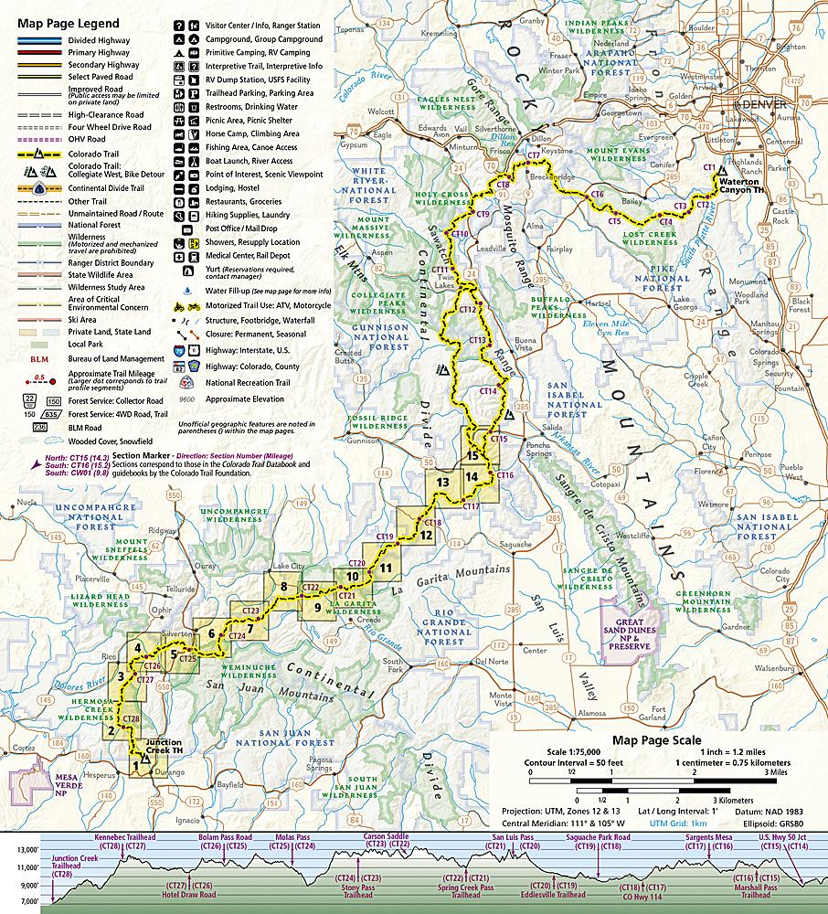 Carte de randonnée - Colorado Trail Sud, Durango à Monarch, n° 1201 | National Geographic carte pliée National Geographic 