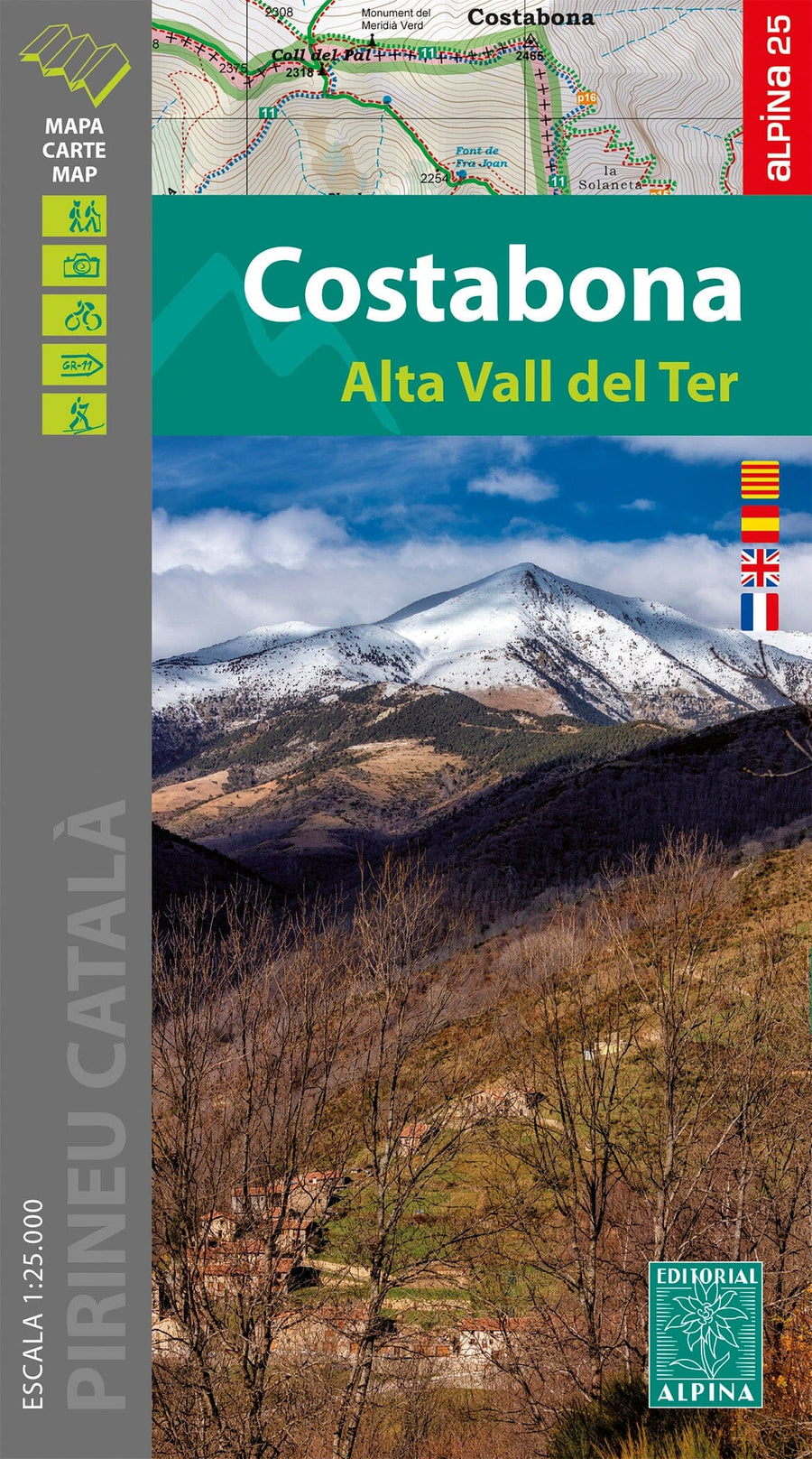 Carte de randonnée - Costabona & Haute Vallée du Ter (Pyrénées Catalanes) | Alpina carte pliée Editorial Alpina 