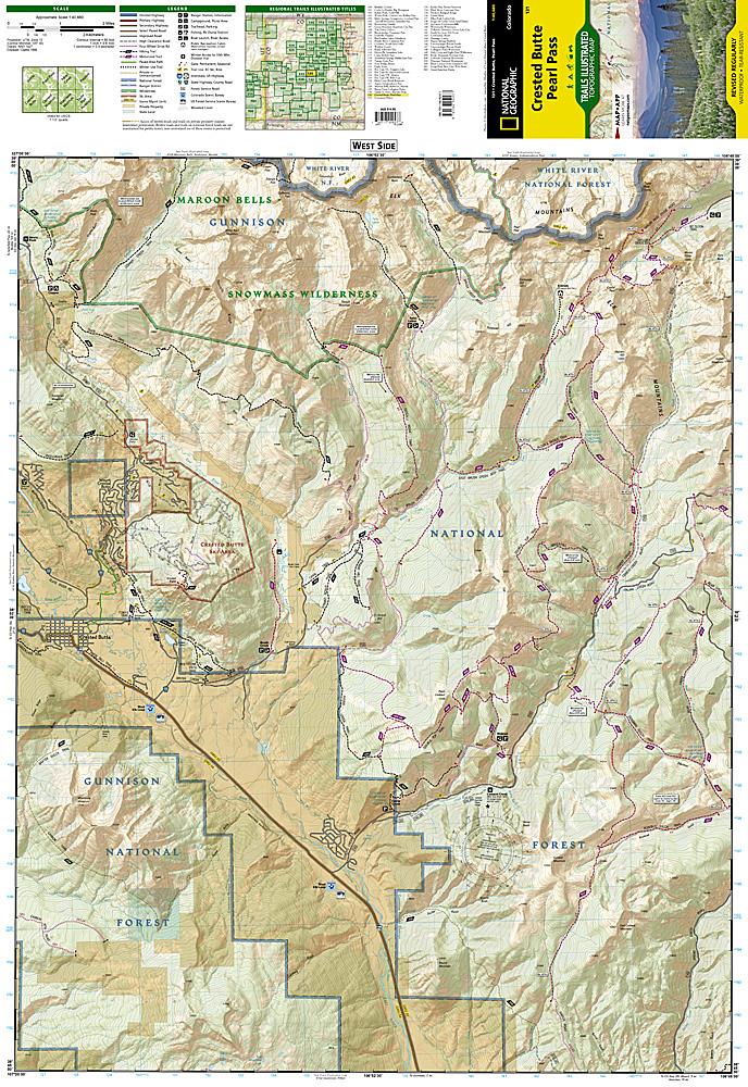 Carte de randonnée - Crested Butte, Pearl Pass (Colorado), n° 131 | National Geographic carte pliée National Geographic 