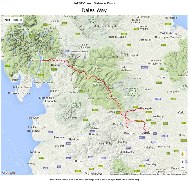 Carte de randonnée - Dales Way XT40 | Harvey Maps - National Trail maps carte pliée Harvey Maps 