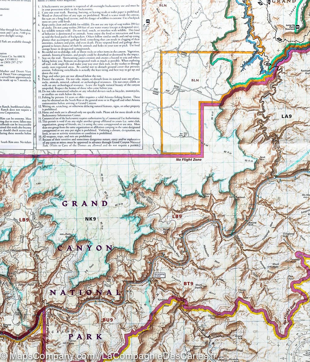Carte de randonnée de Grand Canyon Ouest (Arizona) | National Geographic carte pliée National Geographic 