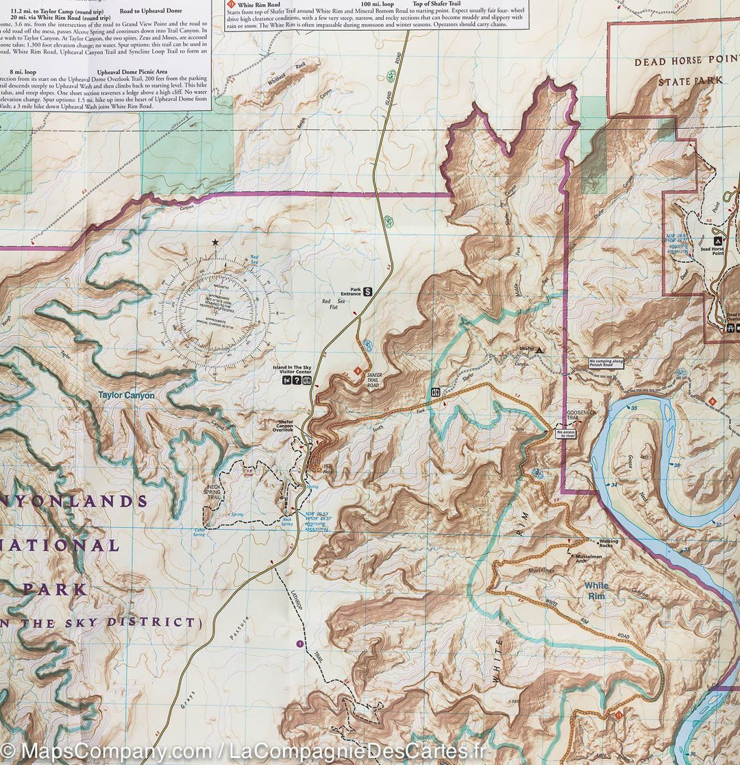 Carte de randonnée de Island in the sky District (Parc National de Canyonlands, Utah) | National Geographic carte pliée National Geographic 
