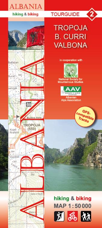 Carte de randonnée de l'Albanie n° 2 - Tropoja, B. Curri, Valbona | Huber carte pliée Huber 